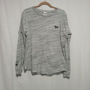 PINK Victoria's Secret Gray Long Sleeve Dog Graphic Top XS Womens